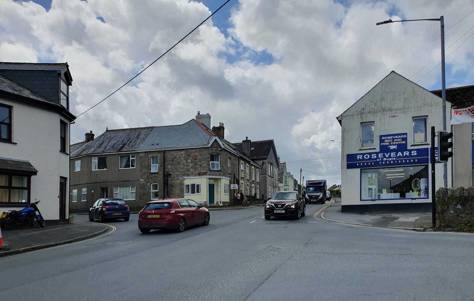 The village crossroads in the centre of Bugle